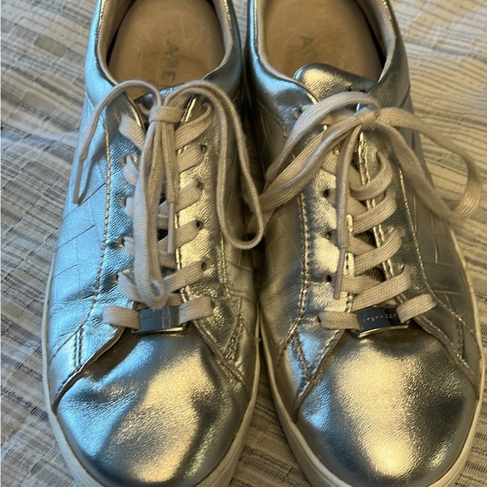 Apepazza Leather Italian made Silver Sneakers